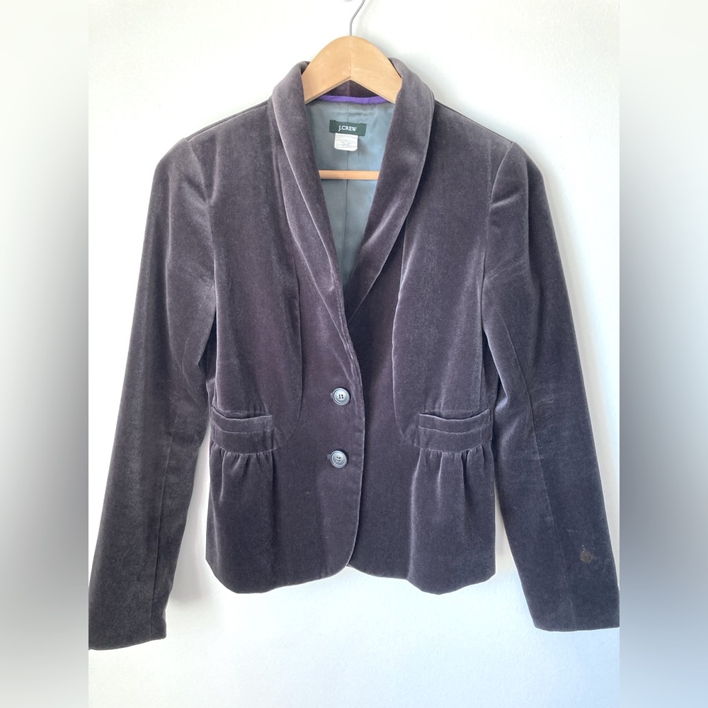 J.Crew Grey Velvet Eden Blazer Size 0